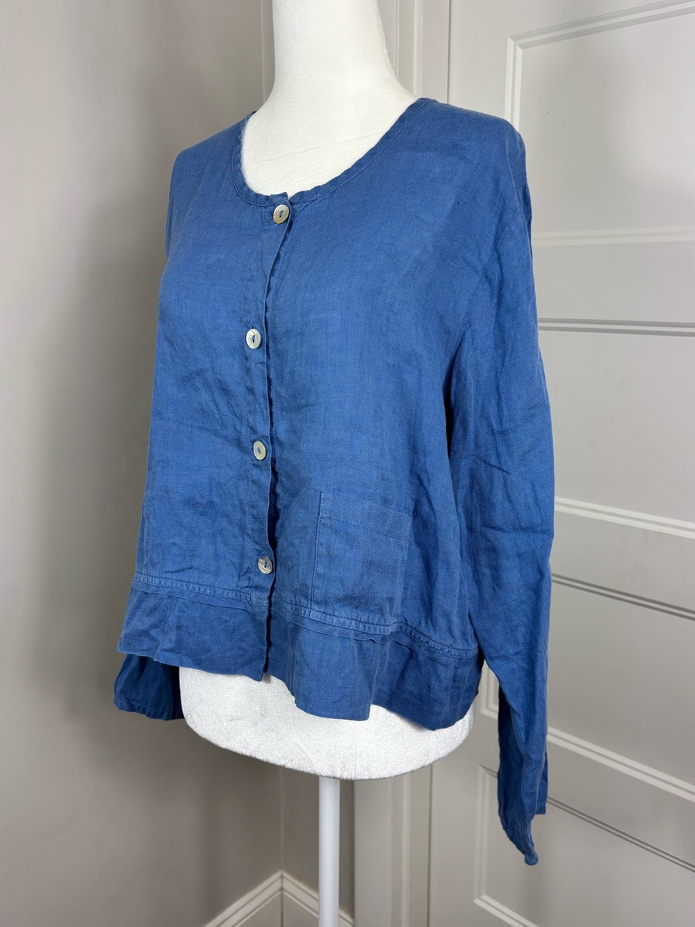 FLAX Light Blue Linen Jacket Size S